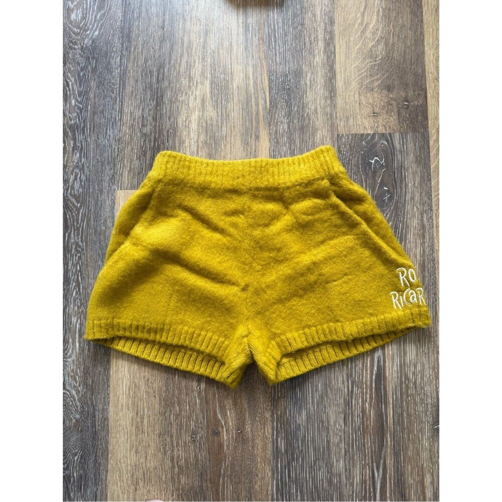 Cozy Mustard Knit Lounge Shorts XS | Soft Sweater Shorts Fall Aesthetic